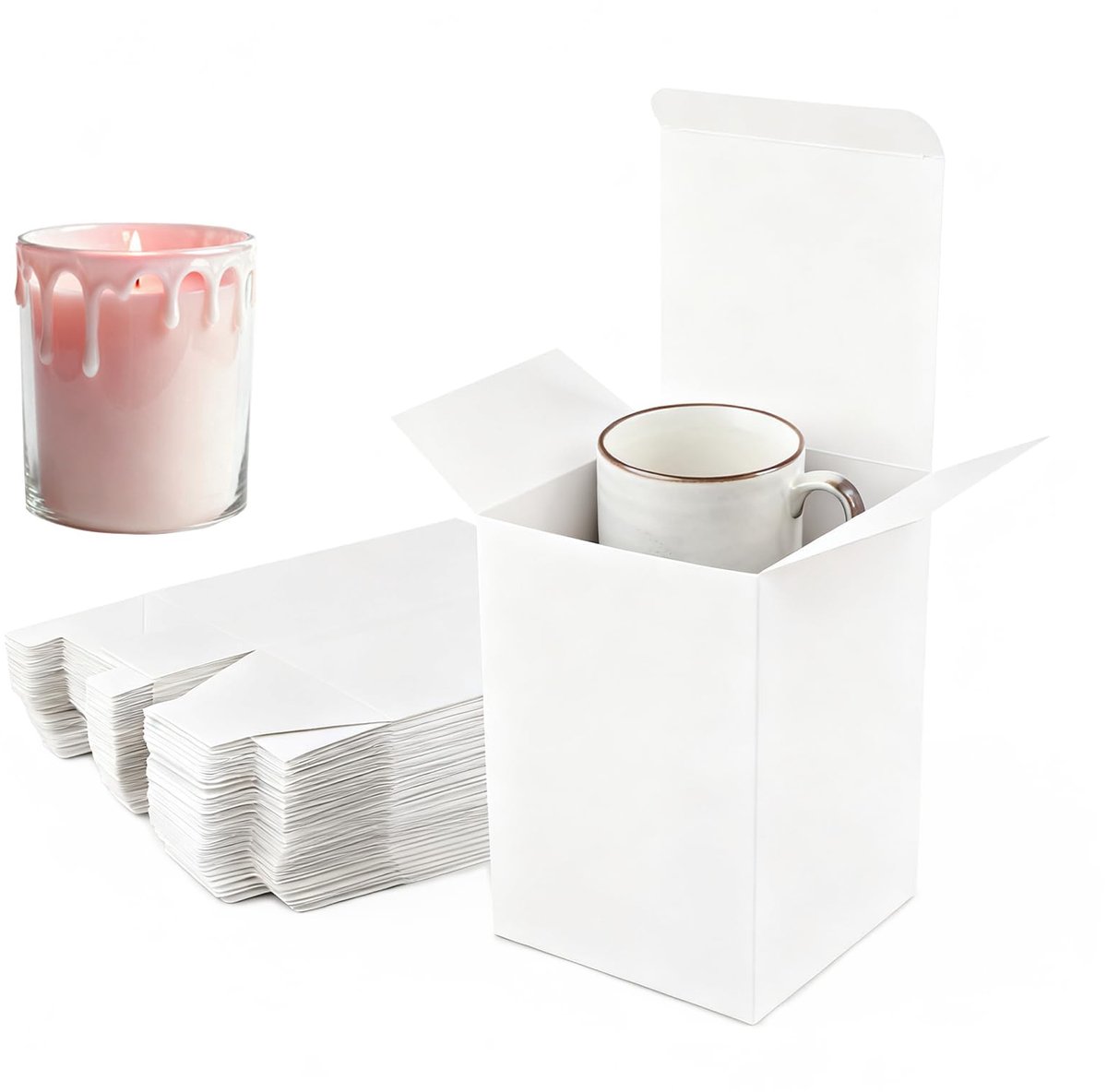 SnelShoppen - 40 stuks witte geschenkdozen 15 x 15 x 10 cm met deksels - papieren cadeauverpakkingen voor bruiloften, verjaardagen, doe-het-zelf, cupc