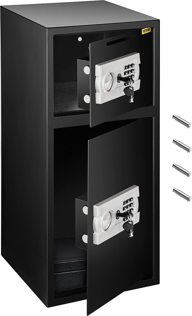 SnelShoppen - BuoQua Elektronicaslot, 4 mm Dubbele Stalen Deur, Veiligheidskast met Cijferslot en Sleutel, Meubelkluis voor Sieraden, Documenten, Cert
