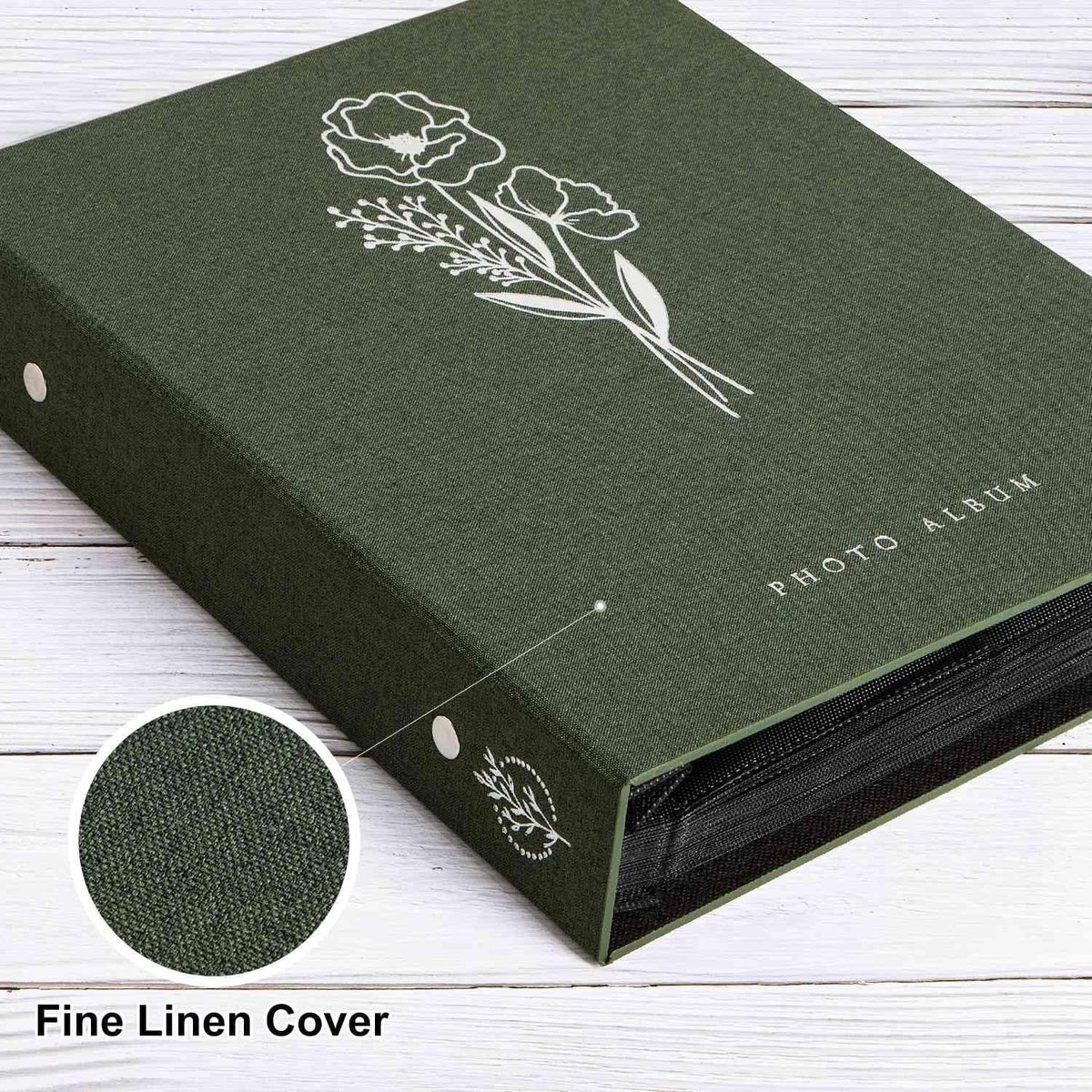 Fotoalbum voor 400 Foto's, Insteekhoezen, Linnen Cover, Geschikt voor 10 x 15 cm Portretfoto's, Groene Kleur