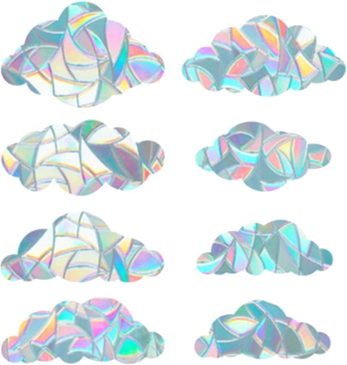 Set van 8 Regenboog Raamstickers - Zelfklevende 3D Decoratieve Wolken voor Anti-botsing in Keuken, Eetkamer en Slaapkamer, Perfect voor Kinderen en Interieurdecoratie