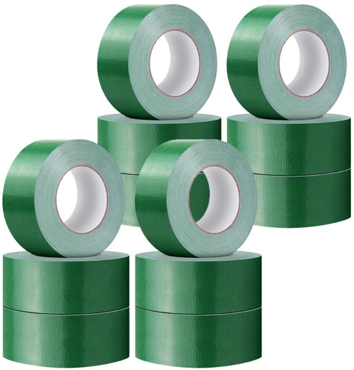 Plakband - 50 mm x 10 m - 12 stuks - Plakband voor vochtwerende folie (OSB-plaat/dak) - Textieltape - Waterdicht, hoge kleefkracht - Groen