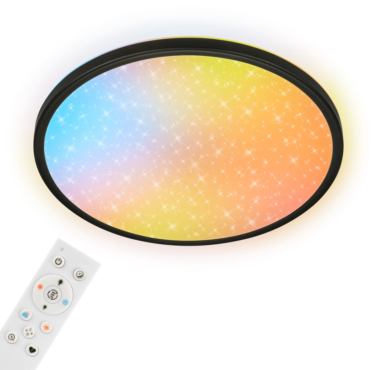 BRILONER AuraGlow - Plafondlamp met sterrenhemel - plafonniere dimbaar - neutral wit licht - met kleuren en kleurmodi - Ø37.5cm