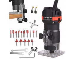 Bovenfrees - Houtbewerkingsfrees - 800W Houtfrees - 30000RPM - 6,35 mm - Transparante Basis - Voor Groeven en Randen - DIY en Professioneel