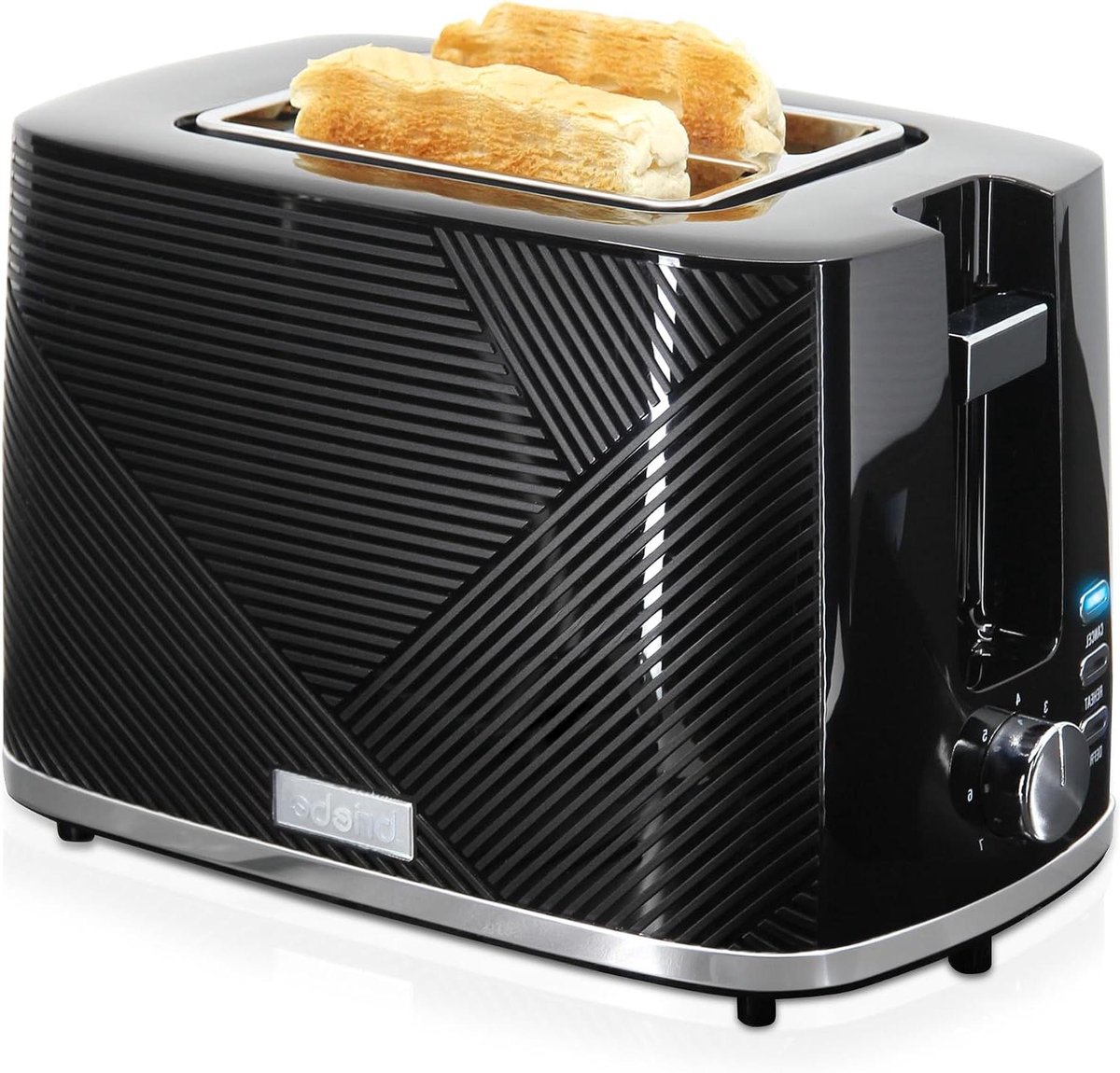 Broodrooster - Toast Apparaat - Ontbijt Bereiden - Brede Sleuven - 2 Sneden - Zwart