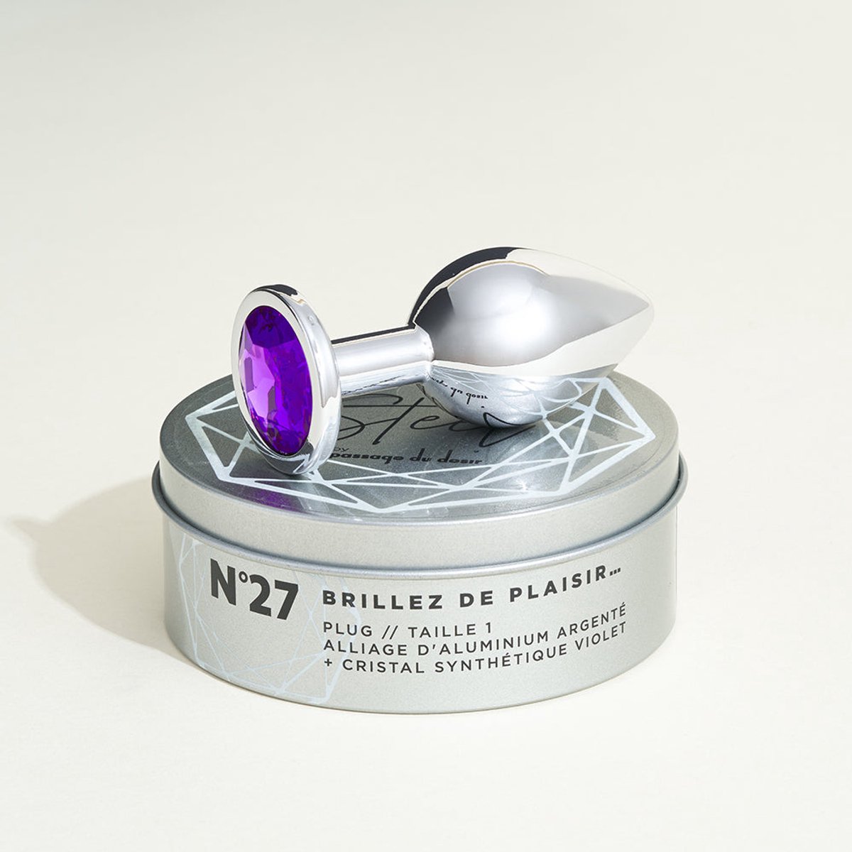 Metalen Plug Juweel Steel Kristal Violet