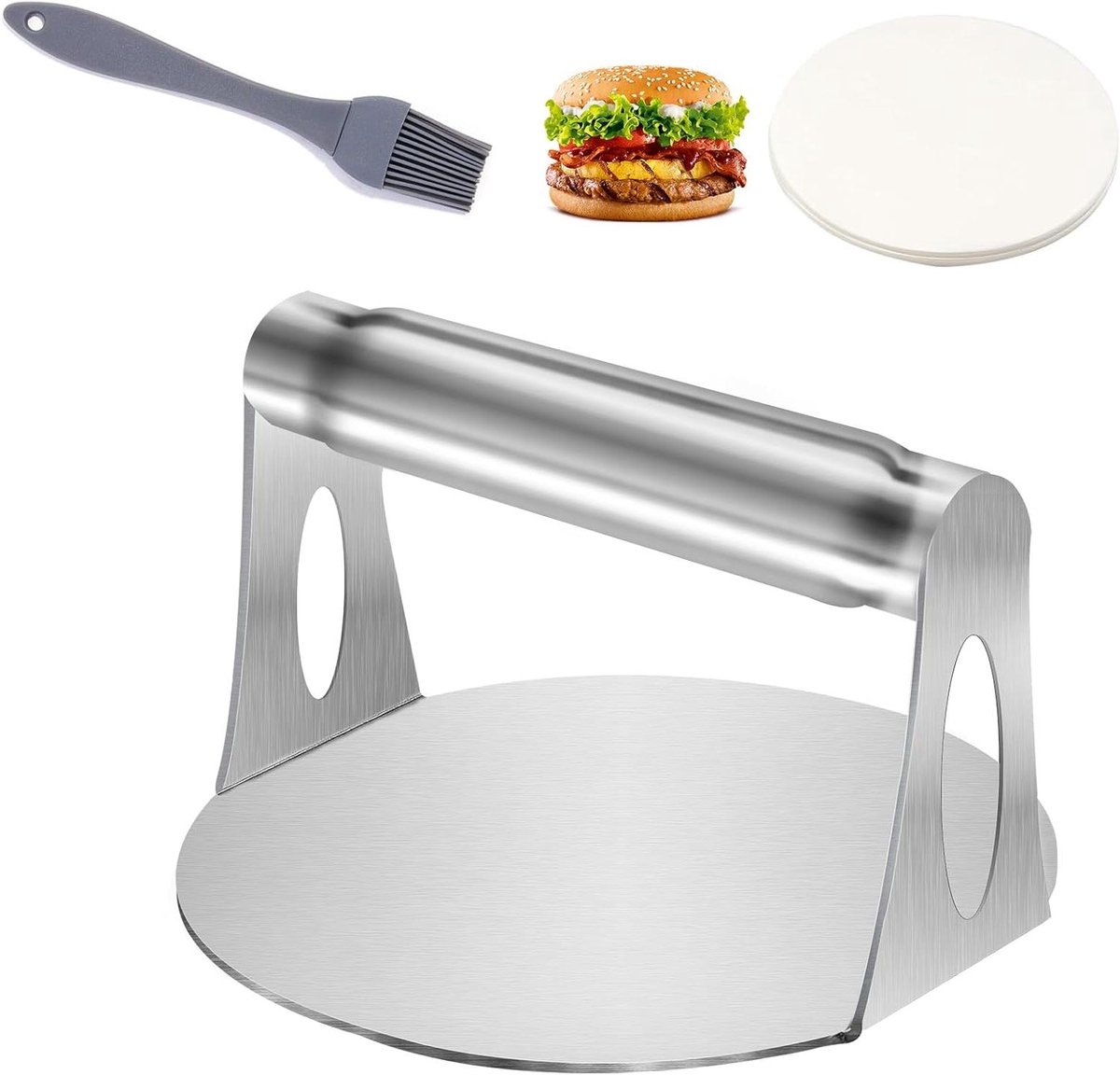Hamburger Pers - Burger Maker - Vlees Vormen - Roestvrij Staal - 14 cm - Zilverkleurig
