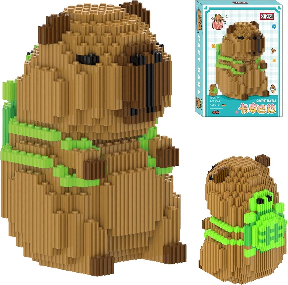 Micro Bouwspeelgoed met Capybara Dieren Blokken, 1606 Deeltjes voor Creatieve Kinderen en Volwassenen, Educatief en Versterkt Motorische Vaardigheden