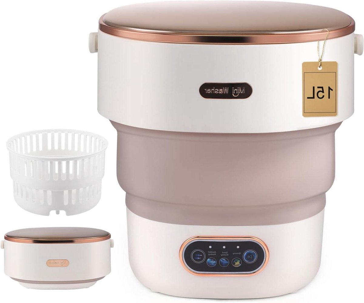 Draagbare Mini Wasmachine Opvouwbare Wasmachine Kleine Wasjes Met Centrifuge 15 Liter Kaki