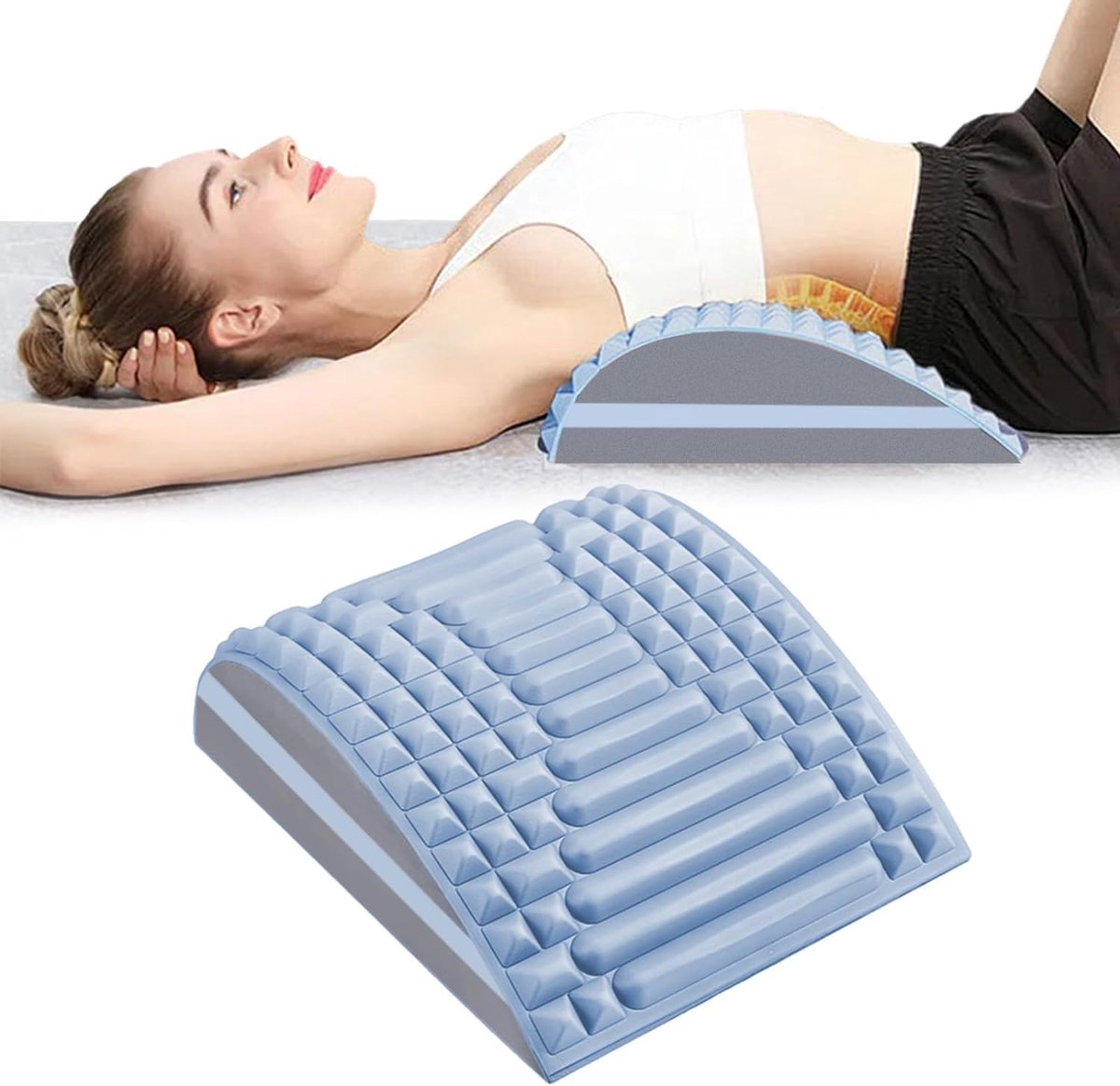 Generiek Rückenstrecker und Neck Stretcher, 2 In 1 Nacken und Rückenstrecker Nackenknacker Zur Linderung, Lendenwirbelkissen Stufenlagerungswürfel Orthopädisch, Rückendehner voor rugpijn