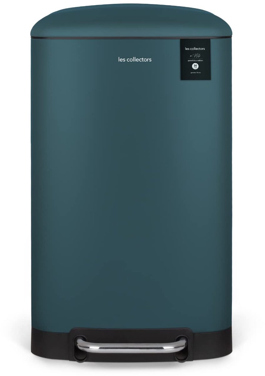 SnelShoppen - Afvalemmer met Pedal, RVS, 30 L, Compact, Praktische Verwijderbare Binnenemmer, Duurzaam, Stille Deksel, Petrol Blauw