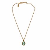 Zavéra Azzura Ketting Dames Goudkleurig - Mintgroen Druppelhanger Cabochon - 40+5cm Verstelbaar 18K Verguld Hypoallergeen Cadeau