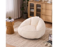 Pugsdrly Zitzak, zitzak voor volwassenen en kinderen, voor woonkamer, slaapkamer, speelkamer, kantoor – middelgroot (beige)