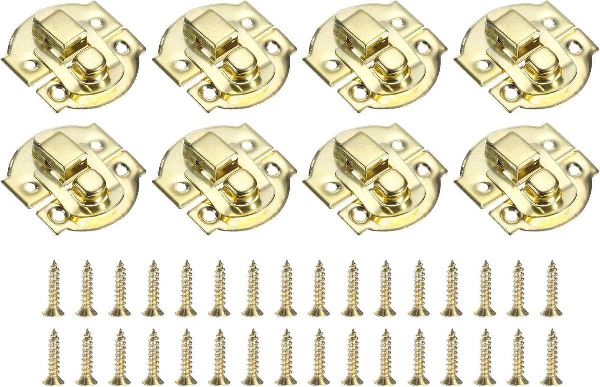 8 stuks kliksluiting, 29 x 27 mm, decoratieve doos, retro, gesp, metaal, kliksluiting, schroeven voor sieraden, koffer, cassette, goud