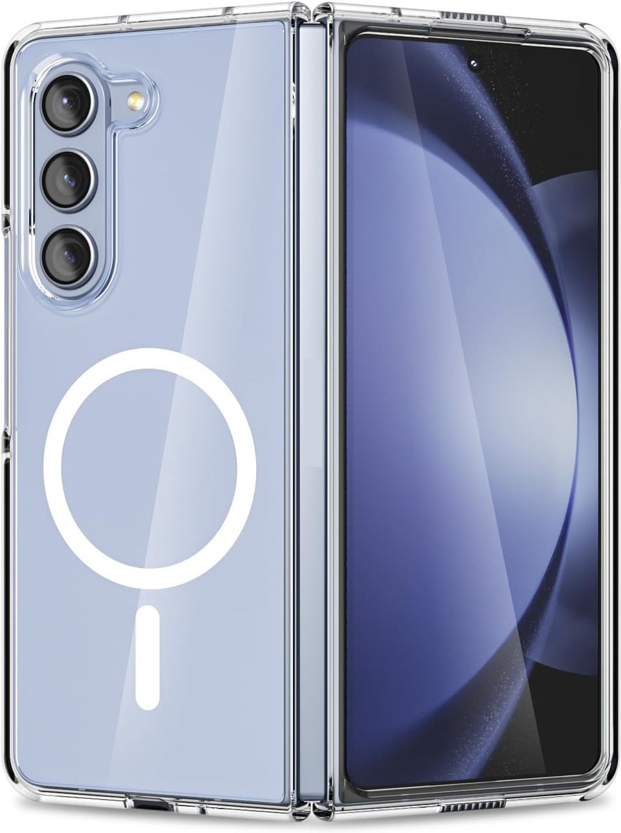 Samsung Galaxy Z Fold 5 Transparant vouwhoesje, Magsafe compatibel, magnetisch omhulsel, valbestendig, bestand tegen vergelen, krasbestendig op alle hoeken