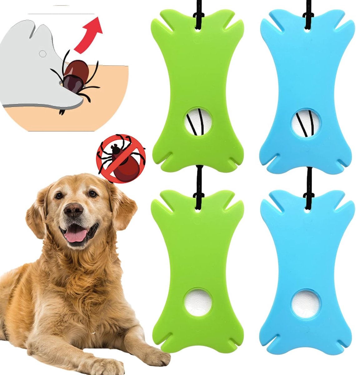 Tekentrekker met vergrootglas, tekentang voor honden en katten, tekentang, tekentang voor honden, katten en andere dieren, 4 stuks