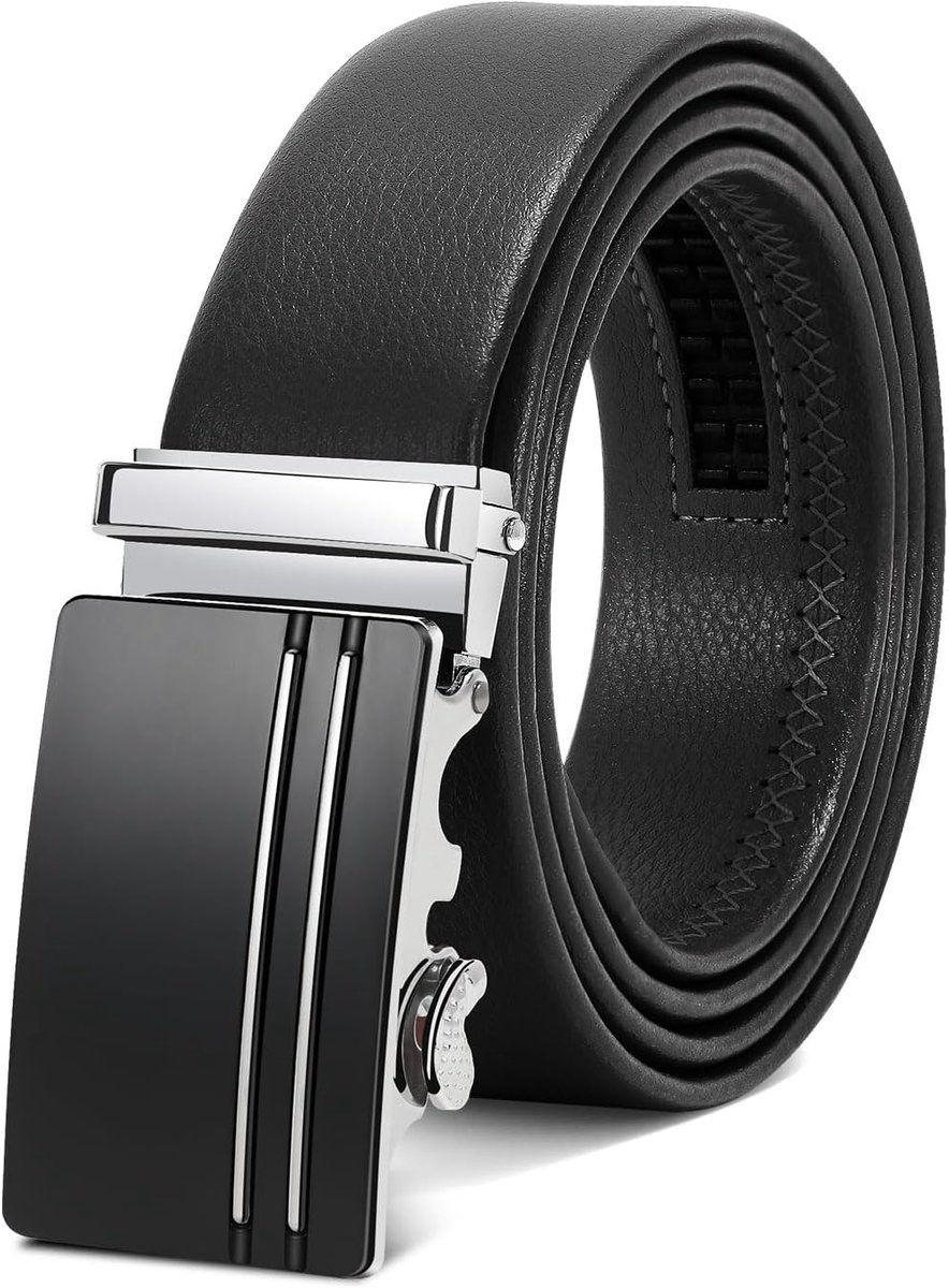 Herenriem, verstelbare leren ratelriem, 3,5 cm pasvorm, heren, automatische gesp, riem voor pak, jeans