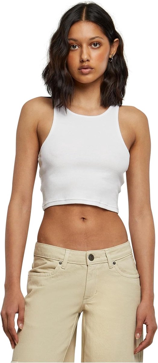 Classics Ladies Cropped Rib Top Top zwart Active wear, Basics, sport, Street wear