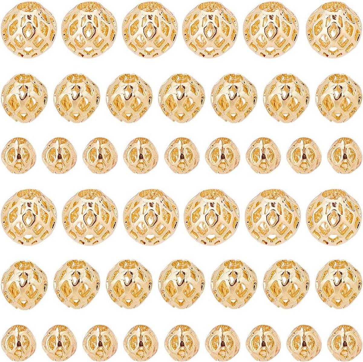 Kralen, verguld, 14 K - 4 / 6 / 8 mm metalen afstandhouders