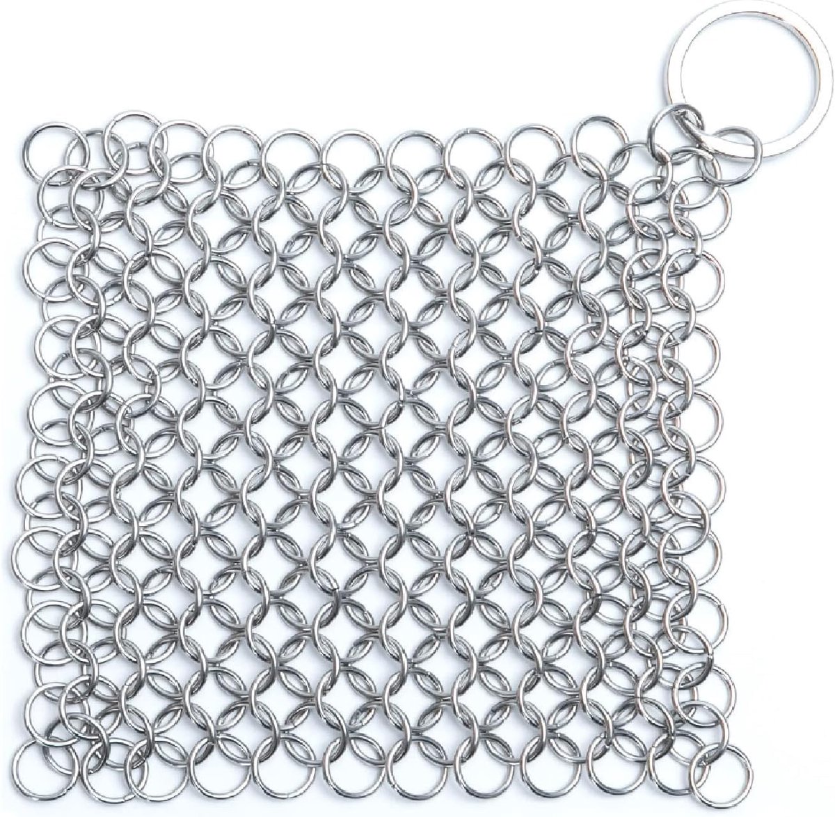 reiniger van roestvrij staal, schrobber van staal, ringreiniger, roestvrijstalen schrobber voor gietijzer, voor pannen, pannen, wok en nog veel meer (10 x 10 cm)