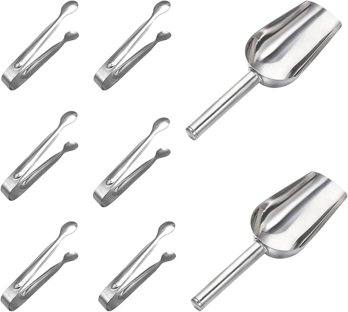 suikertang, set van 6 suikertangen en 2 stuks ijsschep, snoep, bar, accessoires, serveertang, schep voor ijsblokjes, snoep, party, candybar, koffie, thee, wijn, bar, keuken
