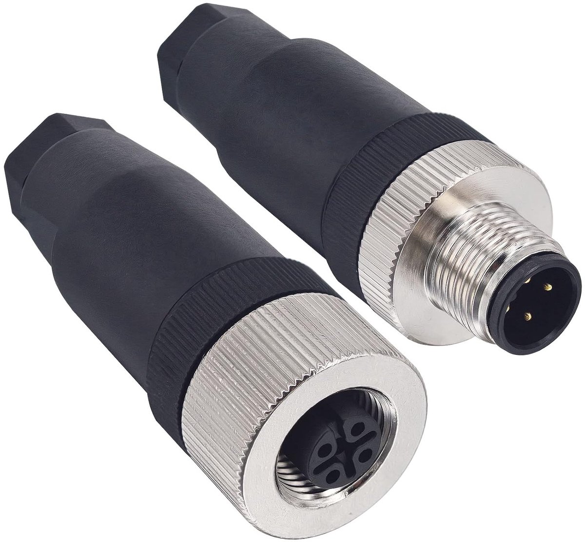 stekker en bus set 4-polig A-gecodeerd montagebaar IP67 | Vergulde contacten & schroefaansluiting: IP67 veldconfigureerbare M12 connectorset voor sensoren en automatisering