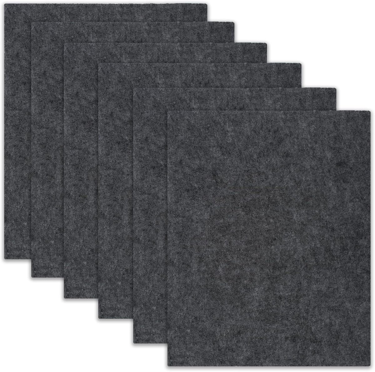 6 stuks zelfklevende viltglijders, 16 x 20 cm, autovilt, zelfklevend, sterk, 4 mm dik, vilt, zelfklevend, vierkant, antislip, voor meubels, donkergrijs