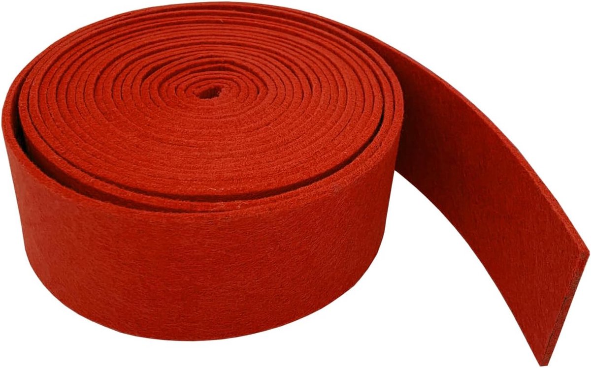 aufodara Viltrol, 5 cm x 500 cm, viltband, viltstof, 3 mm dik, polyester vilt voor doe-het-zelf opbergtas, viltonderlegger, patchwork, naaien, knutselen, handwerk, decoratie (rood)