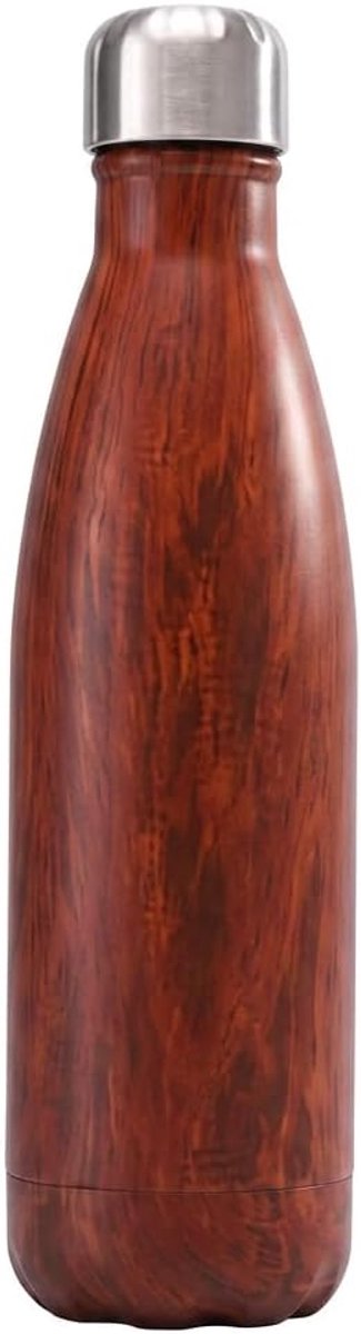 Waterfles Vacuüm Geïsoleerde Roestvrijstalen Waterfles BPA-vrije Metalen bidon Dubbelwandig Geïsoleerd Koude en Warme Dranken 17OZ / 500ML (Donker Bruin)