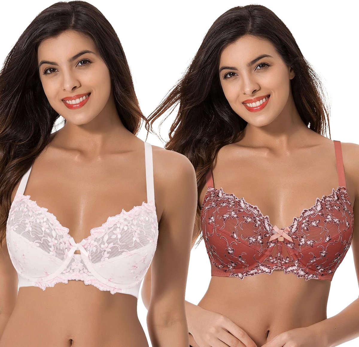 Muse Dames Licht Gewatteerd Met Beugel Geborduurde Kant Bh-2 Stuks