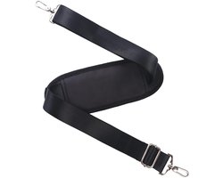 BOMKEE universele vervangende verstelbare tas riem met 59 inch metalen draaibare haken en antislip pad voor laptop tas aktetas Messenger tas luiertas camera tas reistas reistas, Zwart