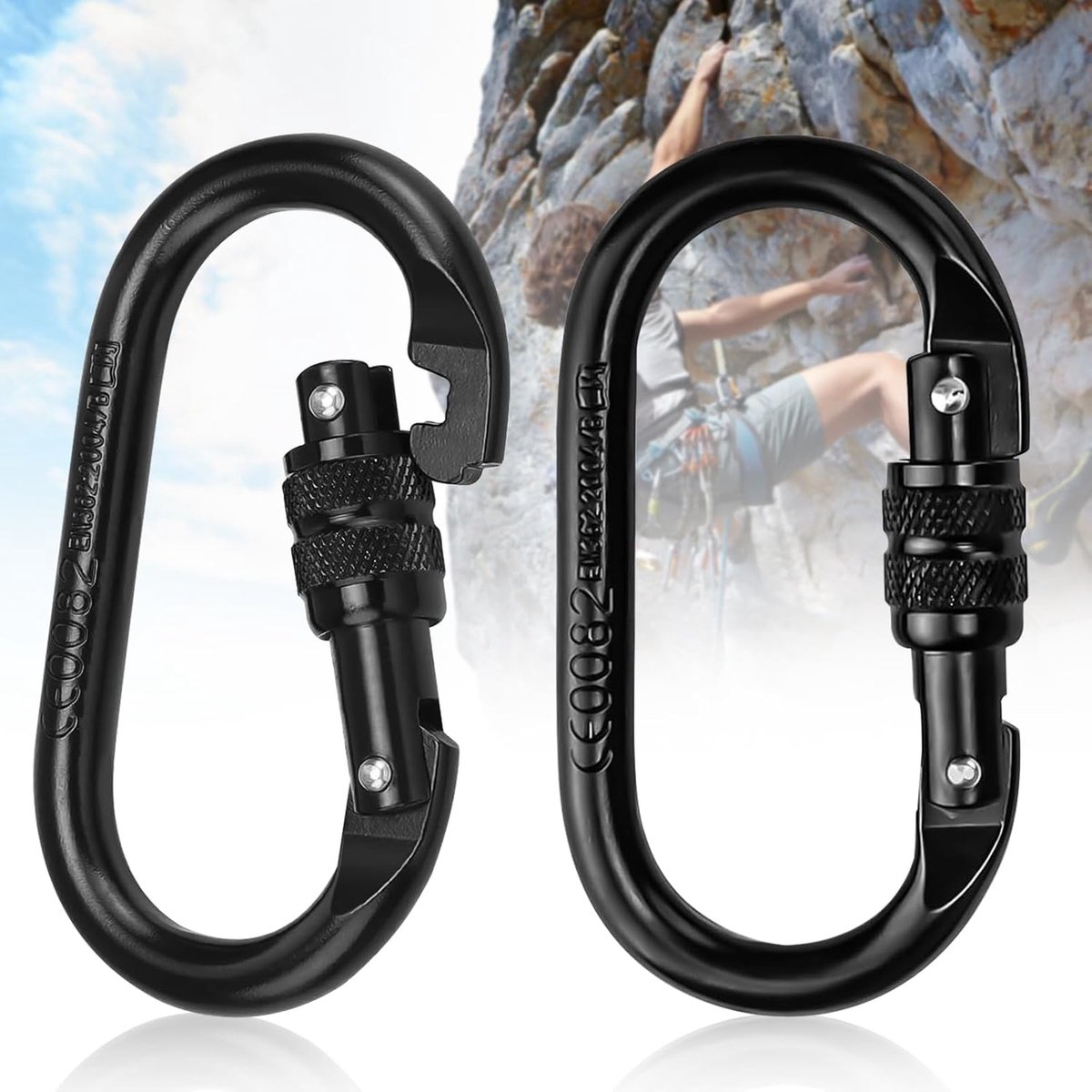 Klimmen 2 stuks: WIYETY karabijnhaak sleutelhanger van legering, karabijnhaak snelsluiting, sleutelhanger karabijnhaak voor hangmat, bergbeklimmen, wandelen