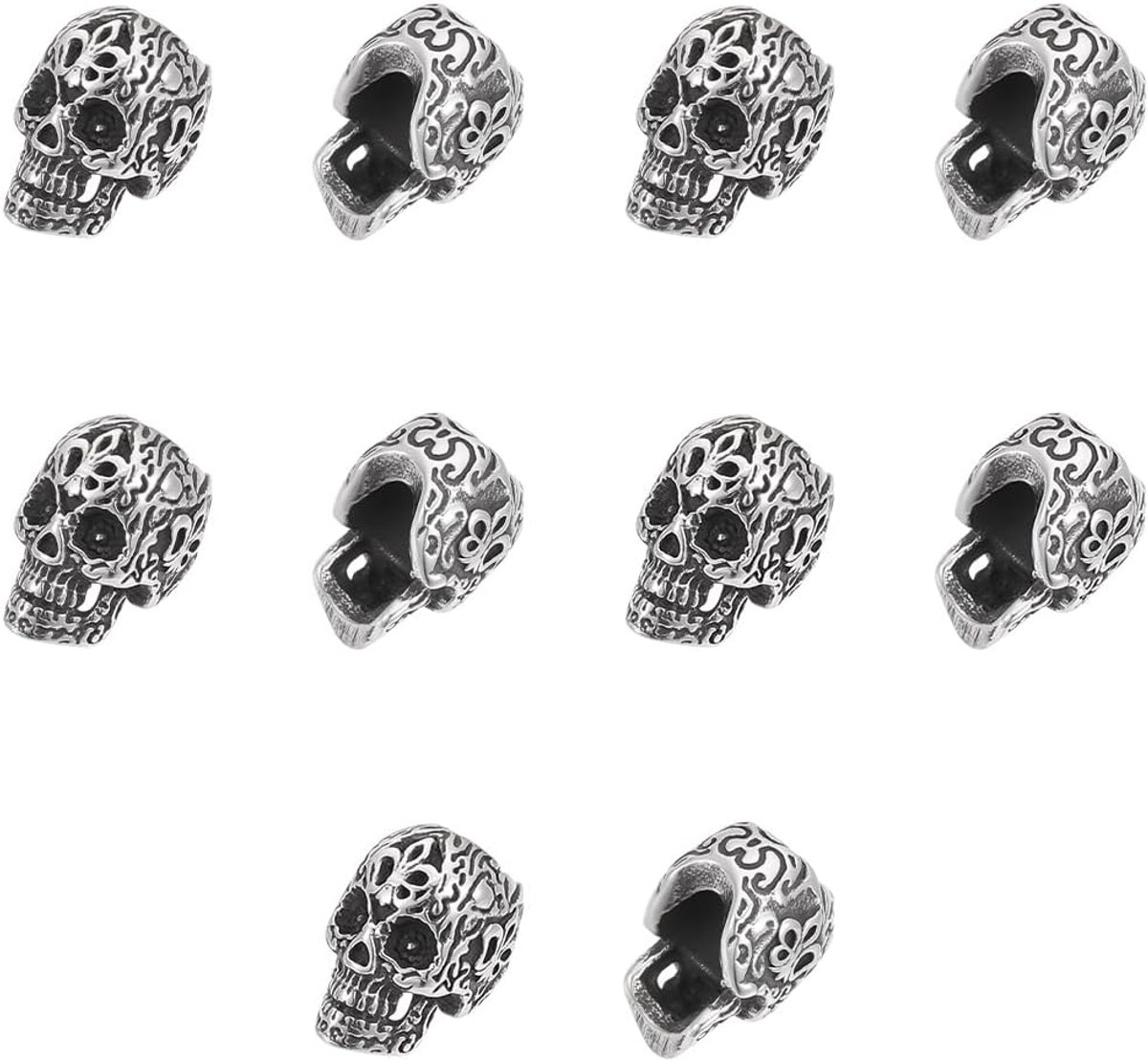 Kralen van roestvrij staal, antiek zilver, 10,5 mm x 15,5 mm x 12,5 mm, Europese kralen met groot gat voor armbanden