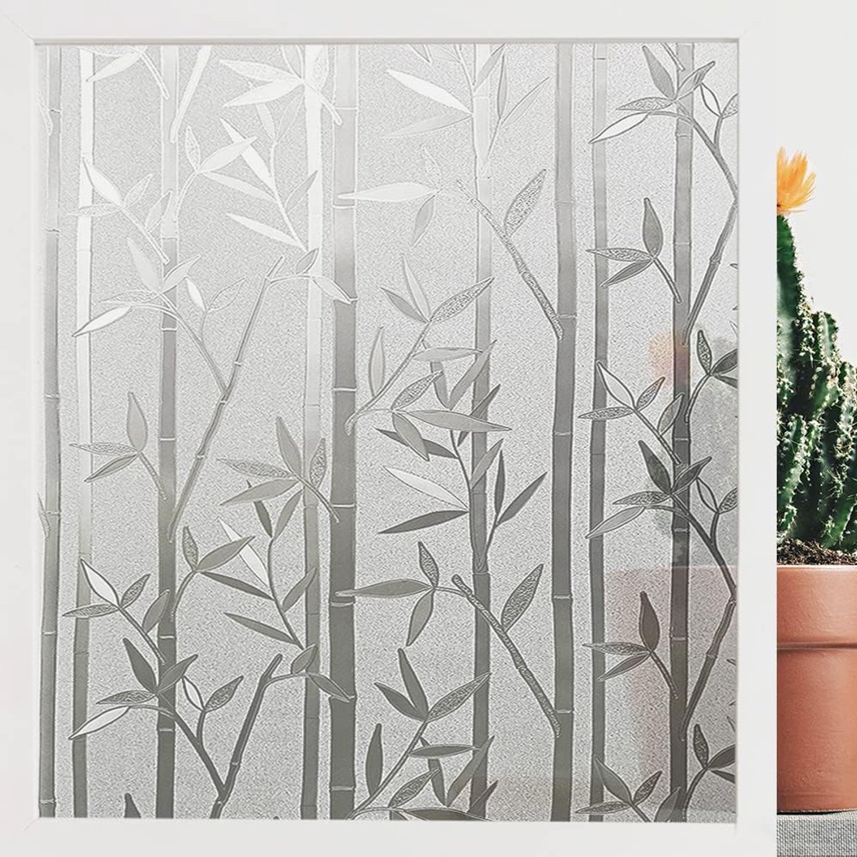 Raamfolie, privacy, matte statische zelfklevende glasfolie, decoratieve folie voor woonkamer, slaapkamer, kantoor, 60 x 400 cm