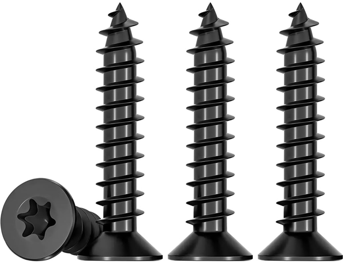 Houtschroeven Torx 5x12 mm Plaatschroeven Zwart Roestvrij Staal A2 V2A Volledige Schroefdraad Spaanplaatschroeven 50 Stuks Stelschroeven M5 Zilver Universele Schroeven TX25