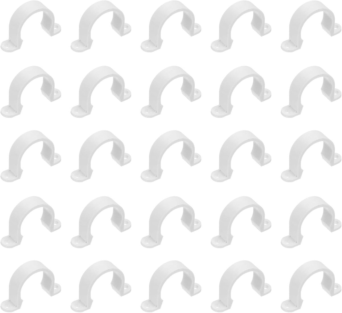 30 stuks buisklemmen van pvc, 40 mm, klem voor kunststof leidingen met 2 gaten, houder, montage voor pvc-buizen, kabel, wit