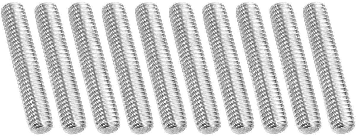 UNC 3/8"-16 schroefdraadstang van roestvrij staal 304, 10 stuks, volledige schroefdraad, rechtse schroefdraad, schroefdraadpennen voor klemmen, 60 mm lengte