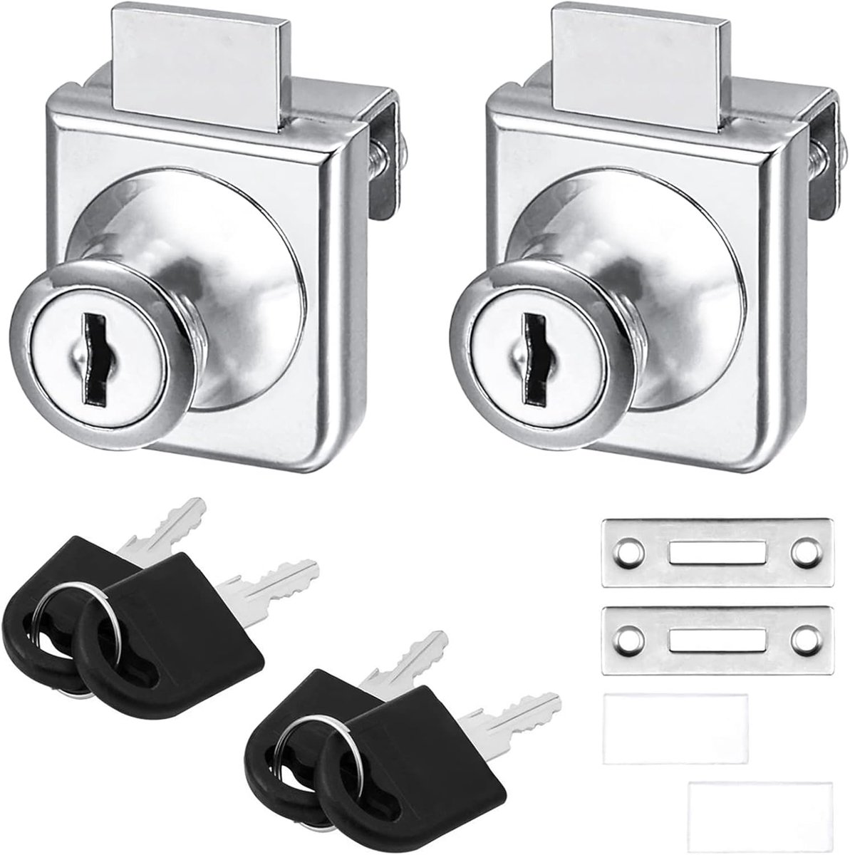 Sloten van zinklegering - enkele deursloten voor 5-8 mm glas, aparte sleutel, zonder boren (met 4 sleutels)
