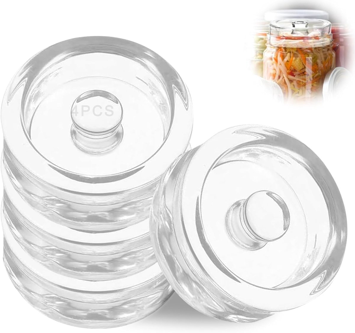 4 stuks fermentatiegewichten, glasgewichten voor fermentatie, fermentatiegewichten, glas, verzwaringssteen, fermentatiegewichten, 7 cm, voor zuurkool, kimchi, kefir, augurken
