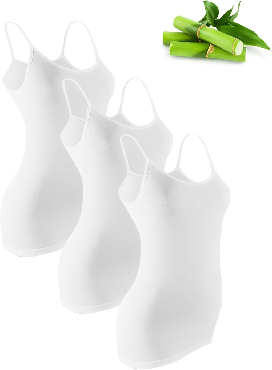 Treasure 3-Pack Bamboe Onderhemd Dames, Spaghetti Top | Bamboeviscose, OEKO-TEX, zacht en ademend, zacht en ademend gevoel met comfortabel dagelijks draaggemak