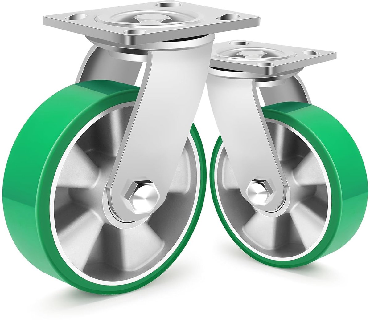150 mm industriële zware wielen, elke rol draagt 550 kg, 360° draaibaar, aluminium kern, PU-zwenkwielen, zware belasting, hoge hardheid, stil, slijtvaste wielen voor meubels en apparaten