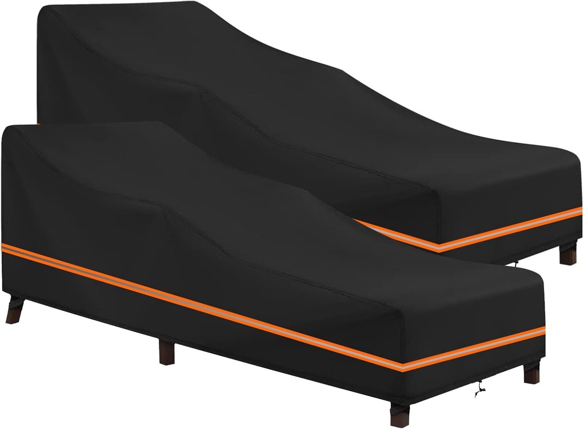 2 stuks stoelhoezen voor buiten, waterdicht, winddicht, uv-bescherming, 600D Oxford-weefsel, beschermhoes voor zonnebad, ligstoel (200 x 75 x 40/70 cm)
