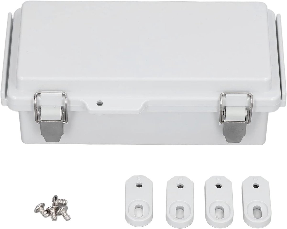 Aansluitdozen Buiten DIY Elektronica Behuizing Scharnierende Projectbehuizing IP67 Waterdicht Grijs ABS + Roestvrij Staal voor Elektrisch Project