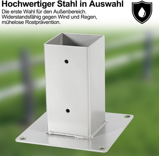 Paalhouder met schroefhuls, geschikt voor vierkante houten palen 80 x 80 mm, hoogwaardig anker, thermisch verzinkt, zilver — afbeelding 3