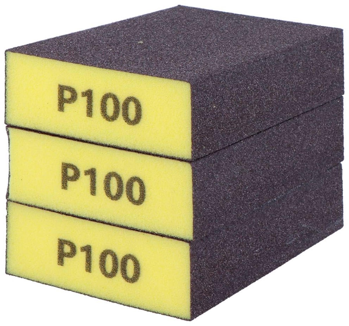 Set van 3 flexibele schuimrubberen slijpmondstukken, fijne korrel, 10 x 7 x 2,5 cm.