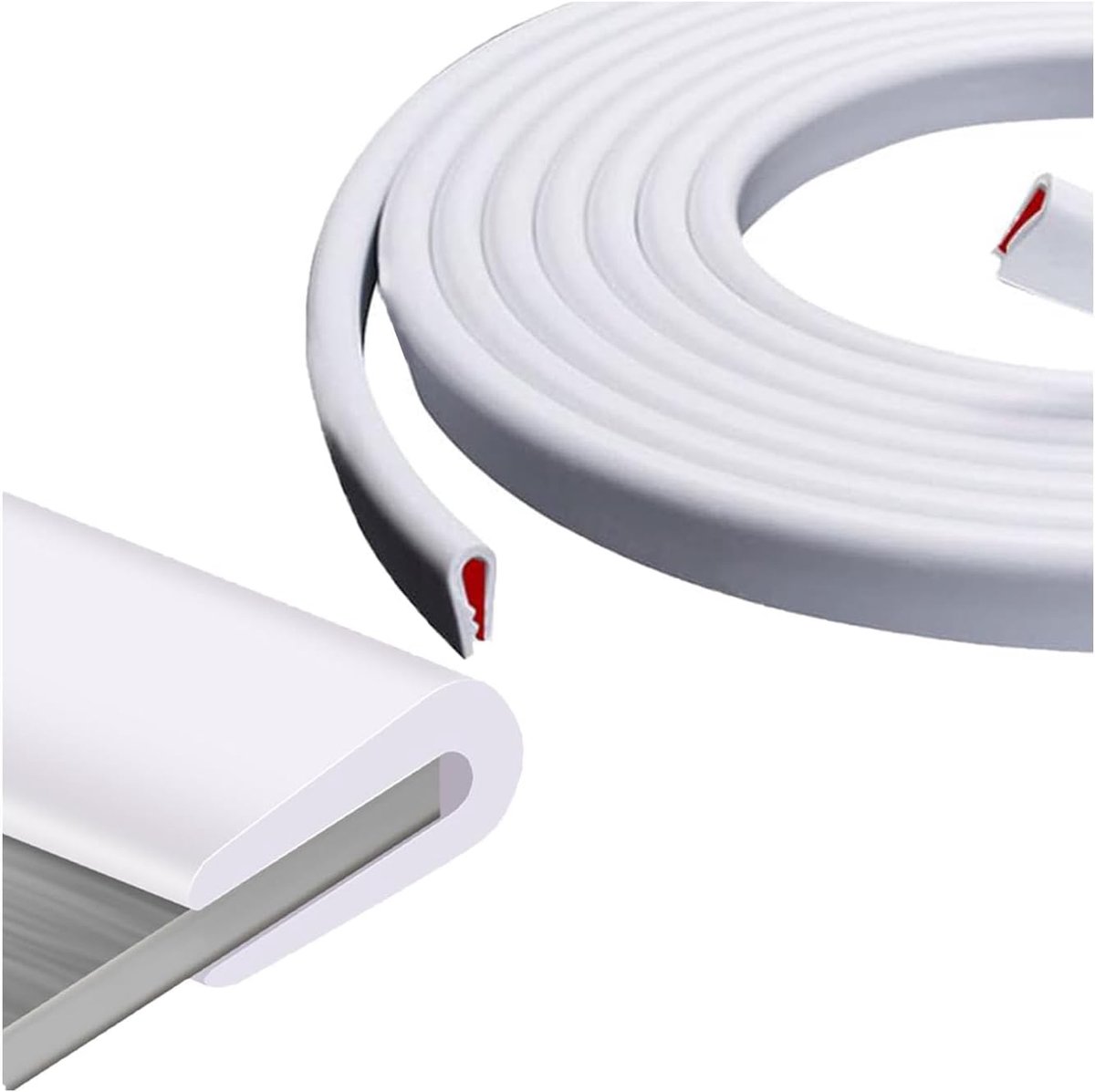zelfklevend profiel voor platen, rubber, metalen lip, rubberen strip, U-profiel, wit