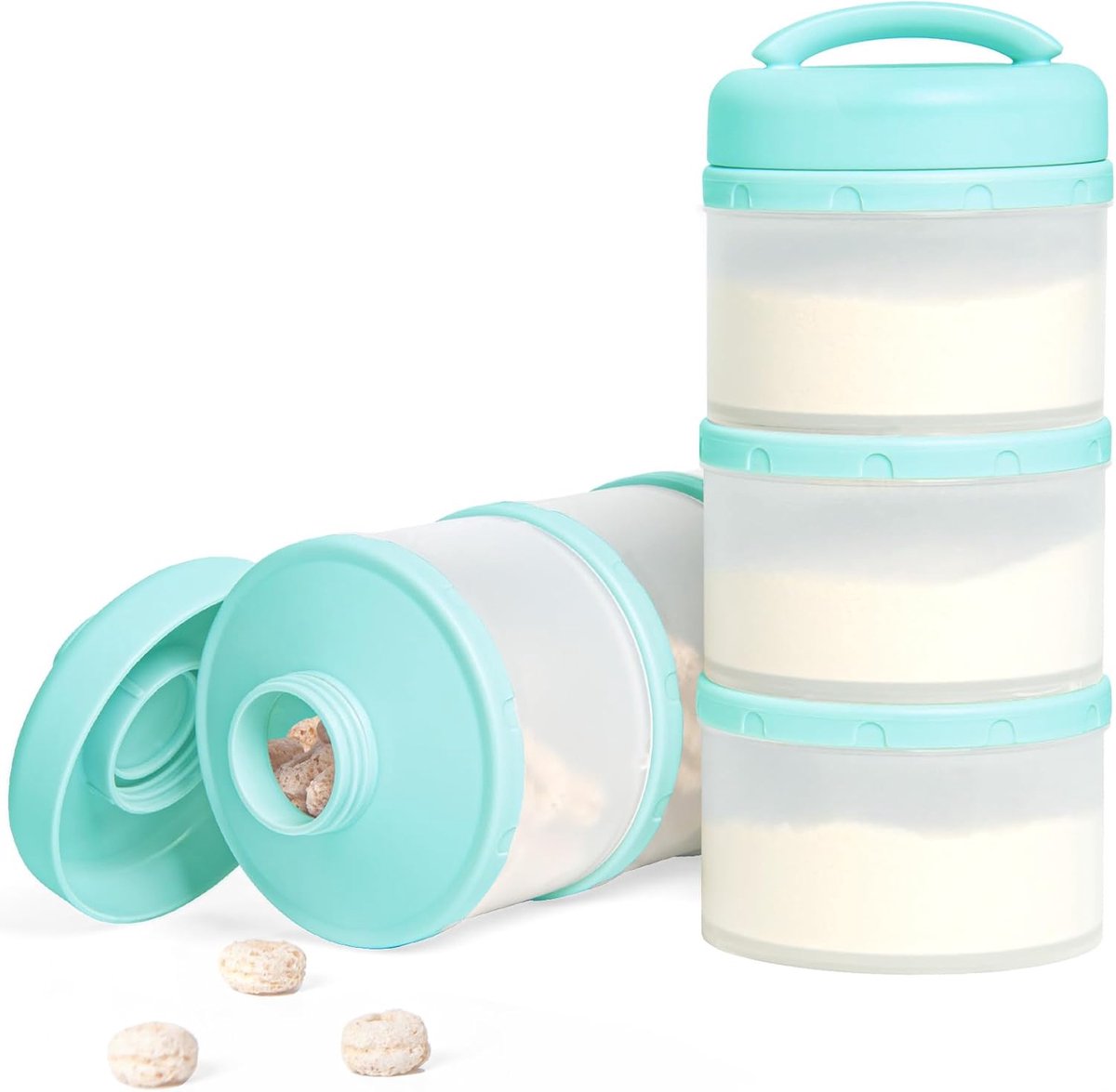 Melkpoeder portioneerder baby stapelbare melkpoeder opbergdoos 2 stuks (mintgroen)