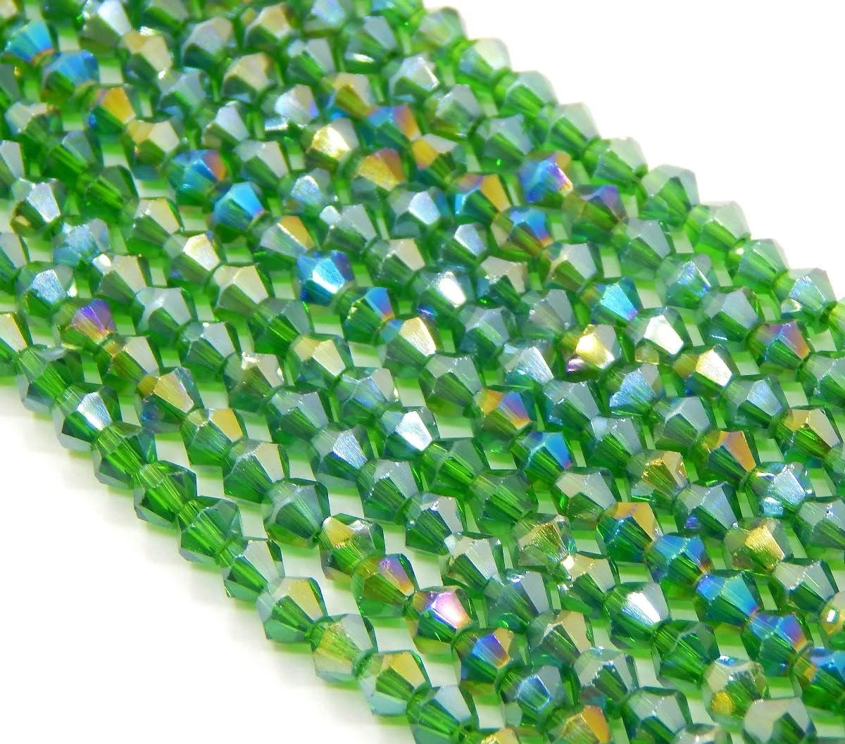 Kralen dubbele kegel Tsjechische kralen glasgeslepen kralen 4mm glazen kralen 90 stuks Bicone kralen (Groen AB)