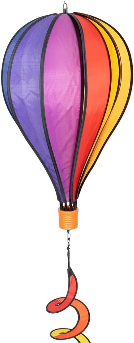 Wind Spinner - Ballon Twist Rainbow - weerbestendig - ballon:Ø28cm x 48cm, mand: 4,5cm x 4cm, spiraal: Ø10 cm x 75cm - kogelgelagerde ophanging