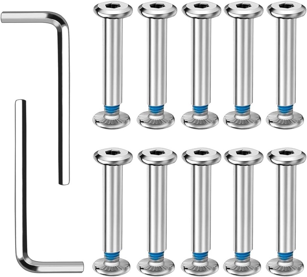 12 schroeven voor schaatsen en 2 moersleutels voor inline skates, accessoires voor schaatsen, reserveonderdelen voor de reparatie van inline skates, kofferwielen