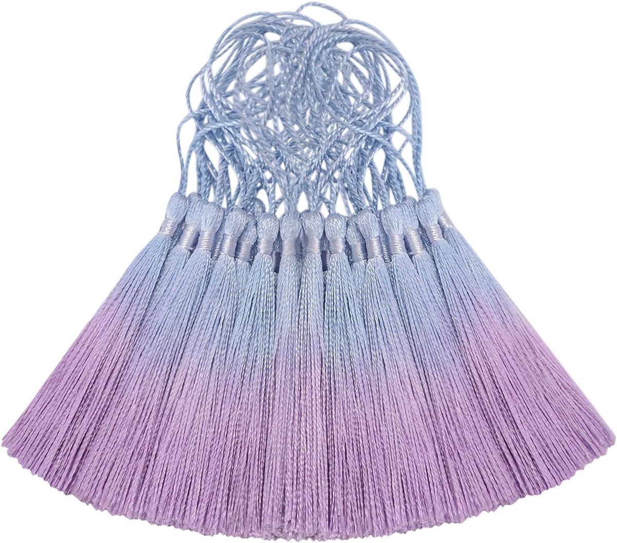 50 stuks mini zijden kwastje voor knutselen, doe-het-zelf bladwijzer, schattige sieraden maken, kralen, meisje oorbel, sleutelhanger, afstuderen, kleine sleutel, lange lintstof naaien